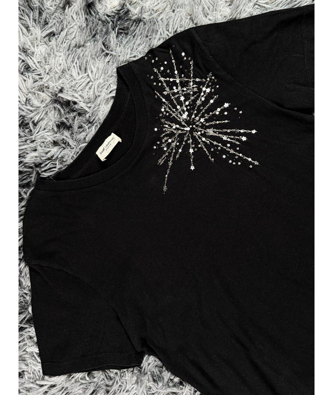 SAINT LAURENT Черная хлопковая футболка, фото 3