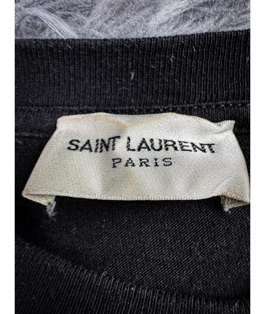 SAINT LAURENT Черная хлопковая футболка, фото 6