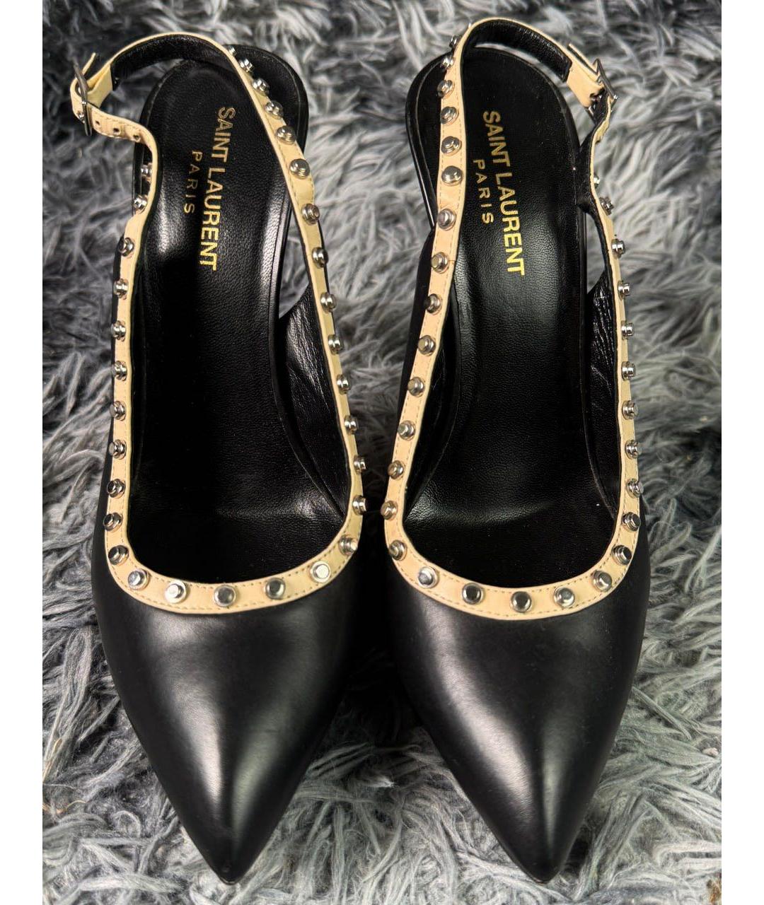 SAINT LAURENT Черные кожаные туфли, фото 3