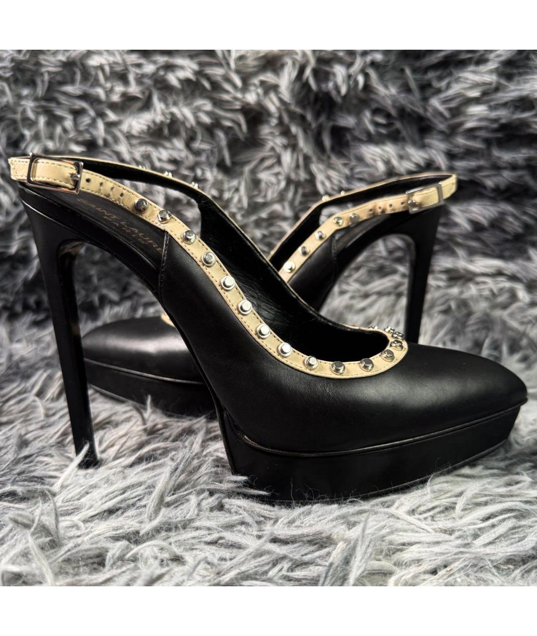 SAINT LAURENT Черные кожаные туфли, фото 6