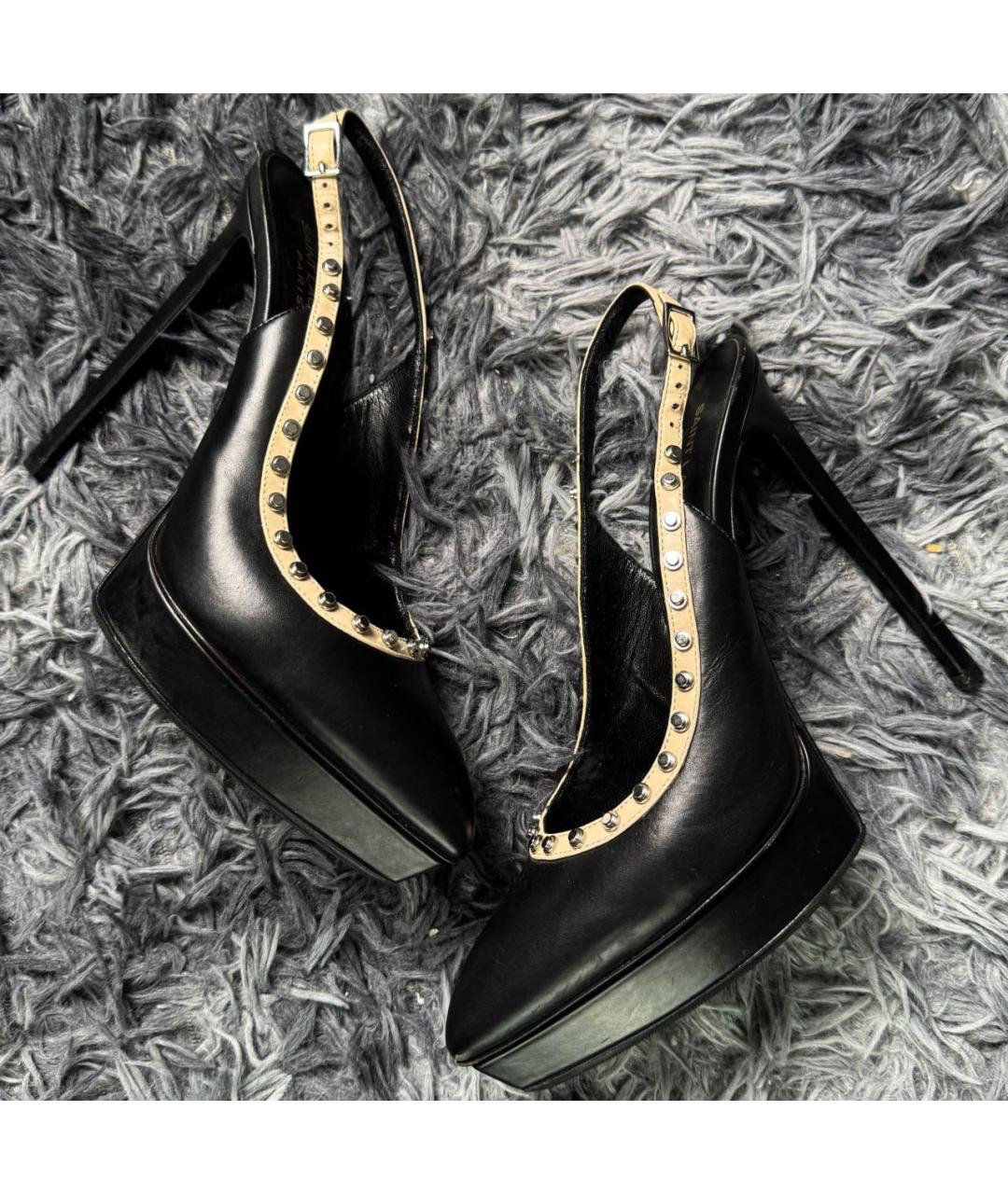SAINT LAURENT Черные кожаные туфли, фото 2