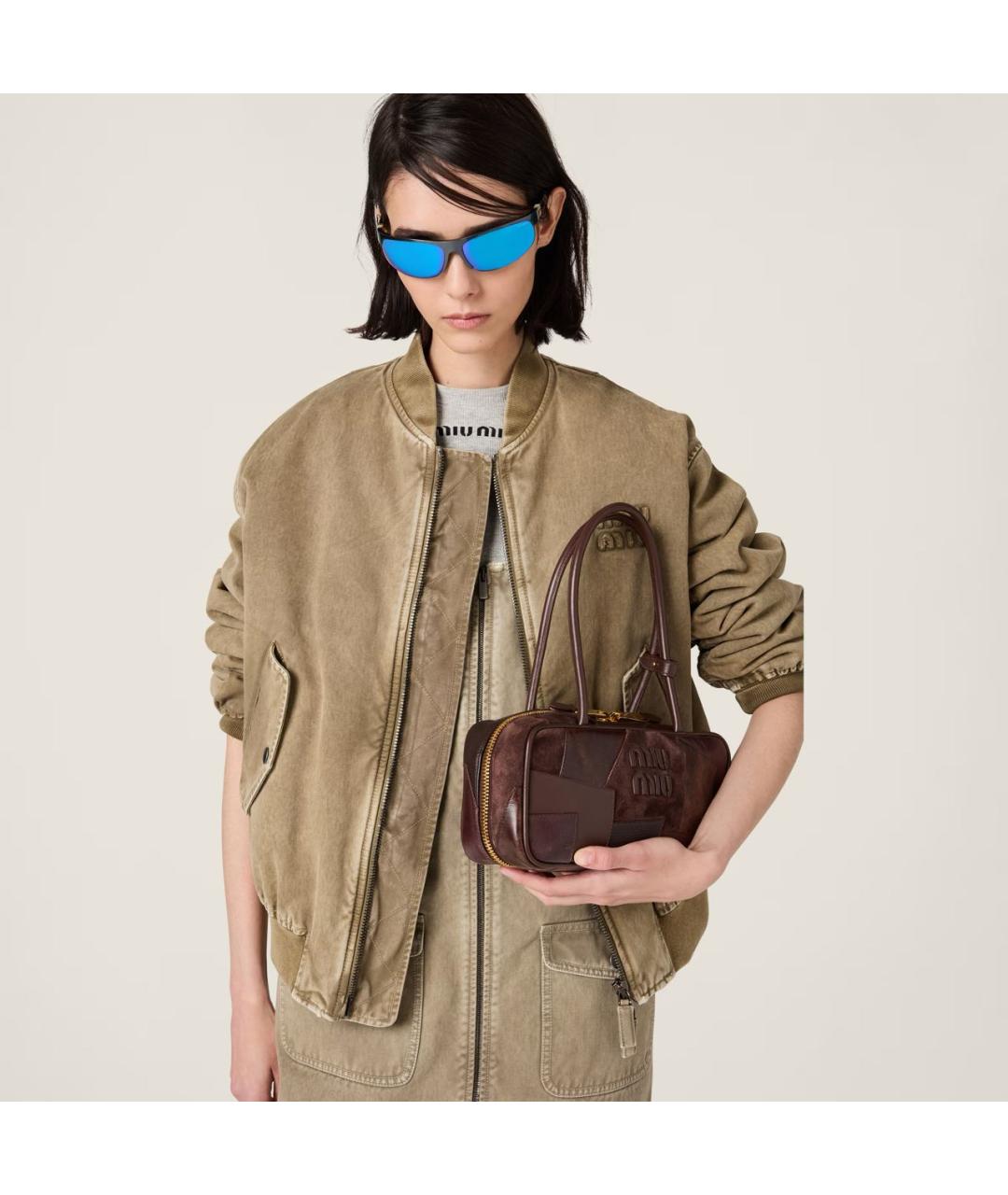 MIU MIU Бордовая кожаная сумка с короткими ручками, фото 5
