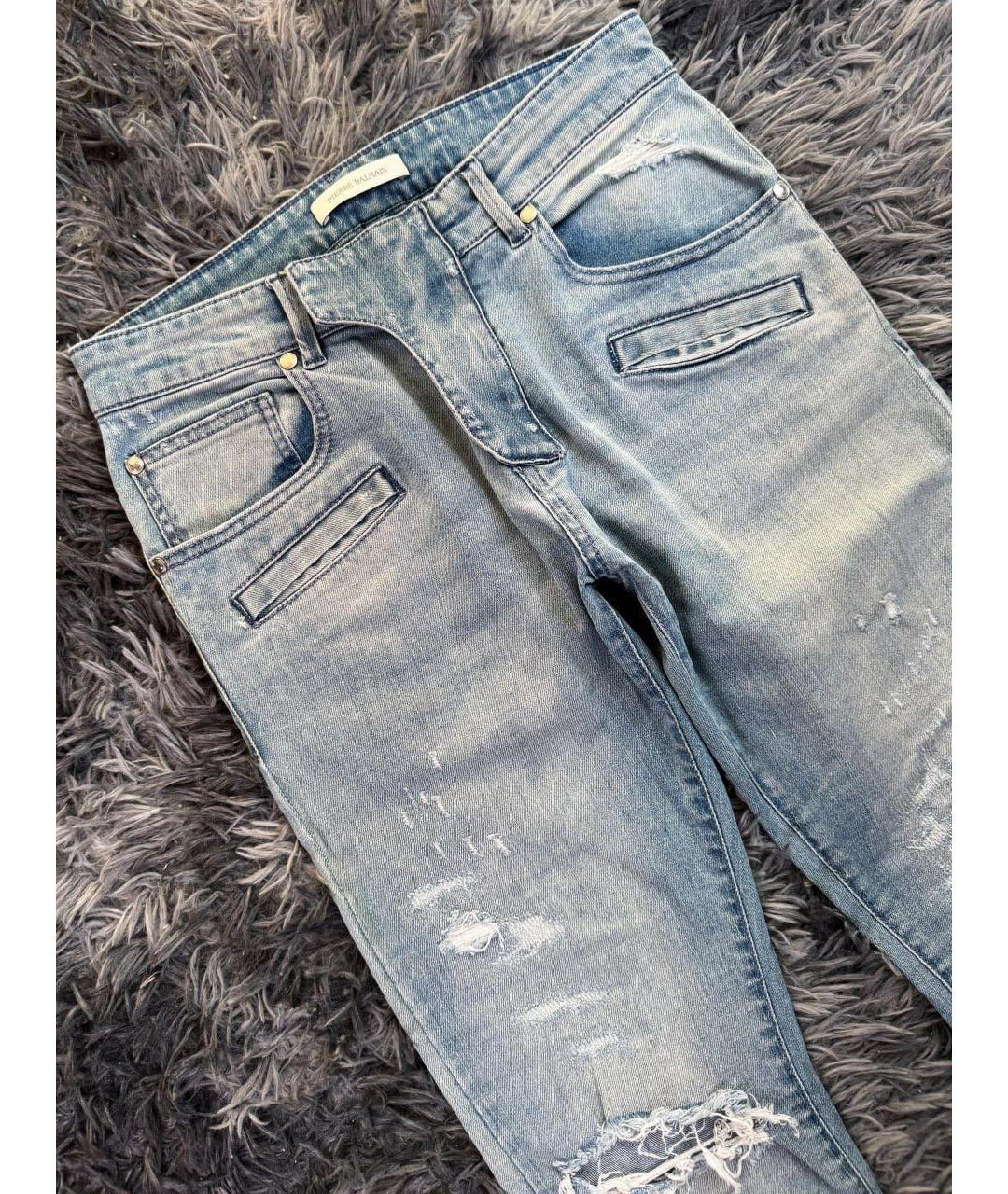 PIERRE BALMAIN Голубые хлопковые джинсы слим, фото 3