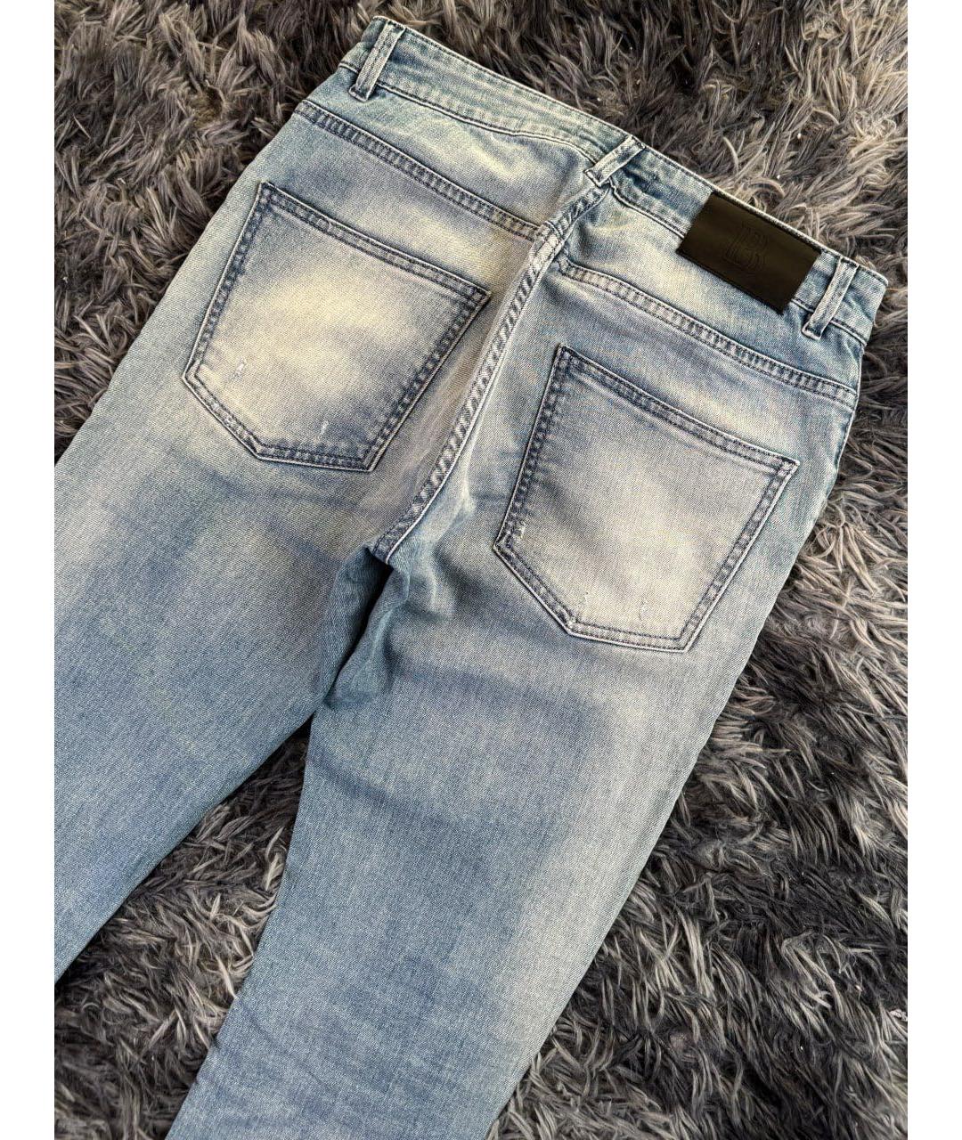 PIERRE BALMAIN Голубые хлопковые джинсы слим, фото 4