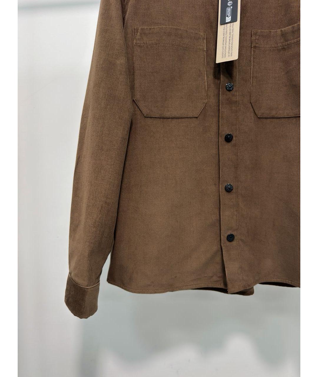 STONE ISLAND Коричневая хлопковая кэжуал рубашка, фото 3