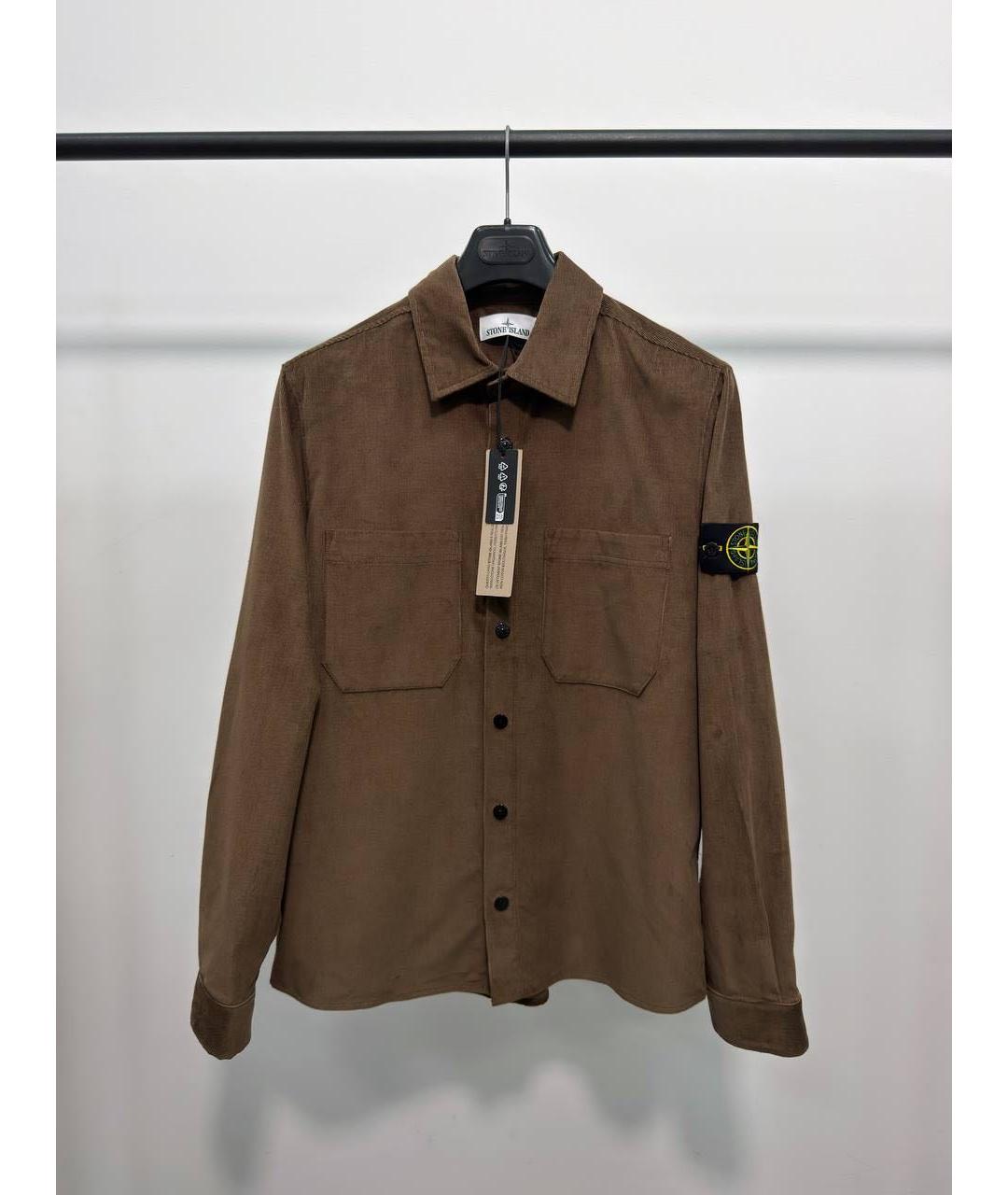 STONE ISLAND Коричневая хлопковая кэжуал рубашка, фото 5
