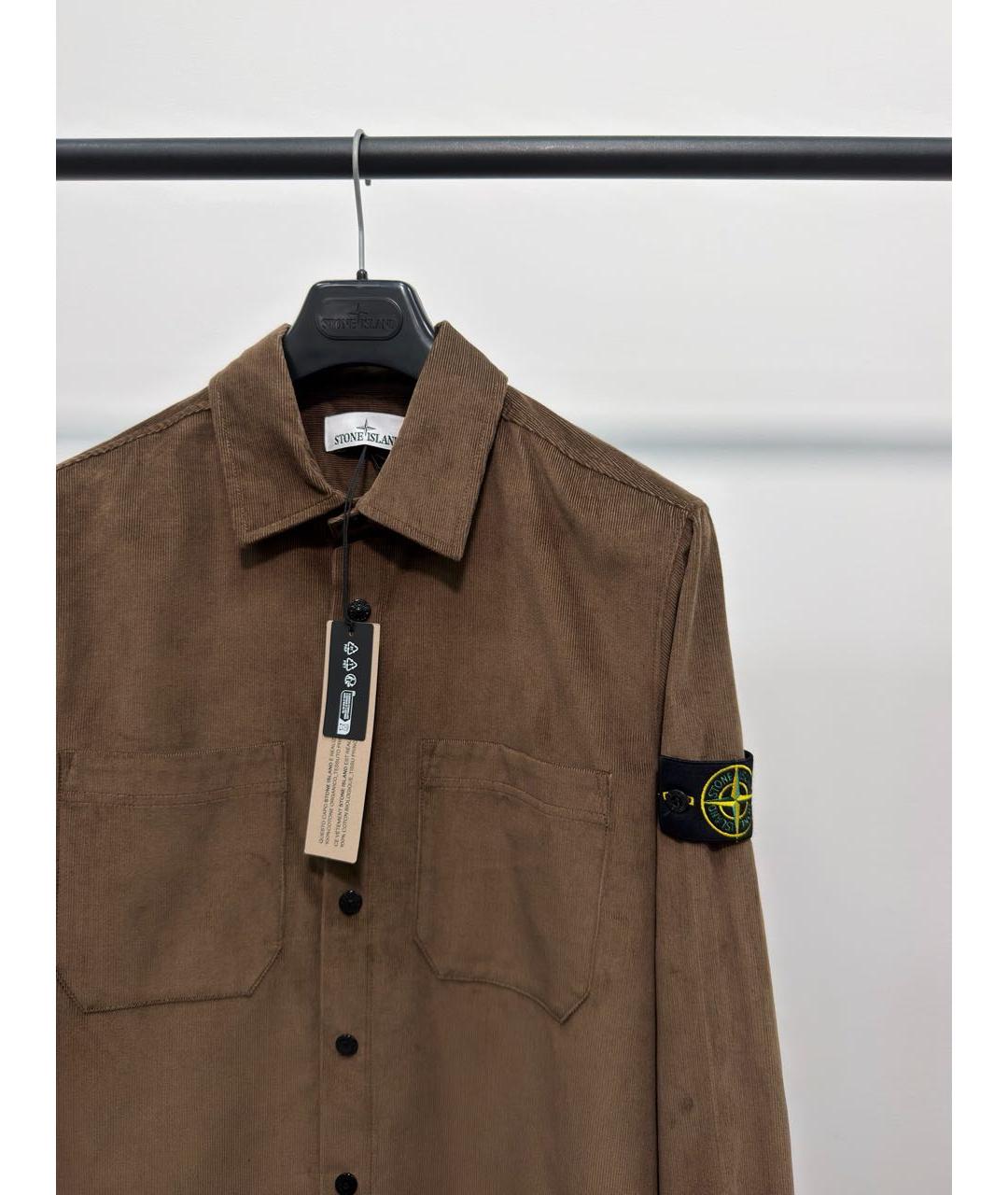 STONE ISLAND Коричневая хлопковая кэжуал рубашка, фото 2