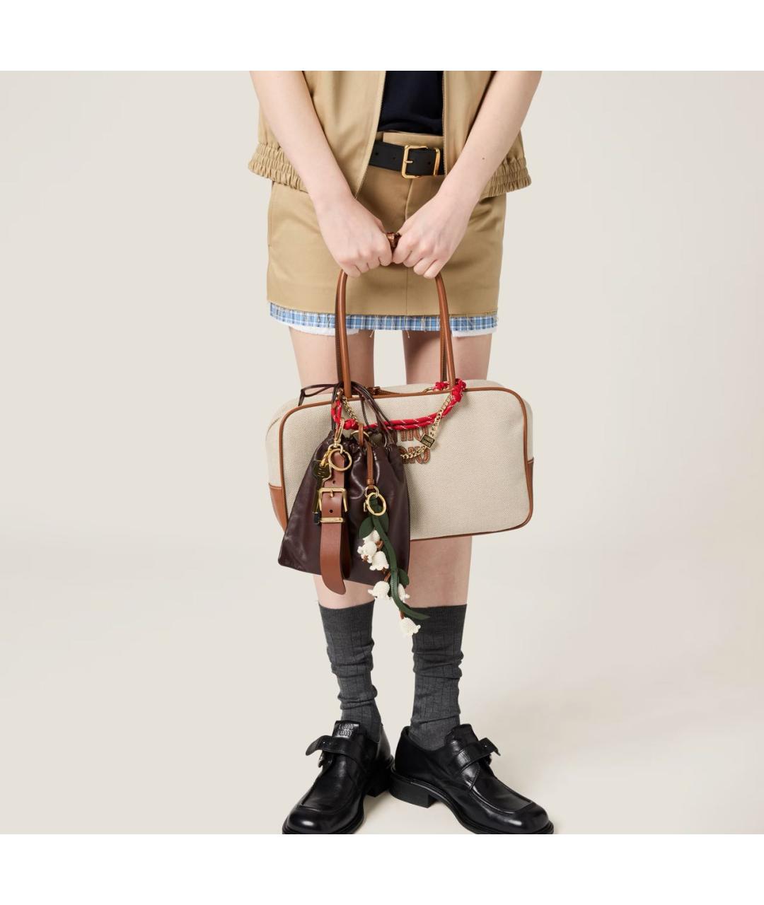 MIU MIU Коричневая кожаная сумка с короткими ручками, фото 2