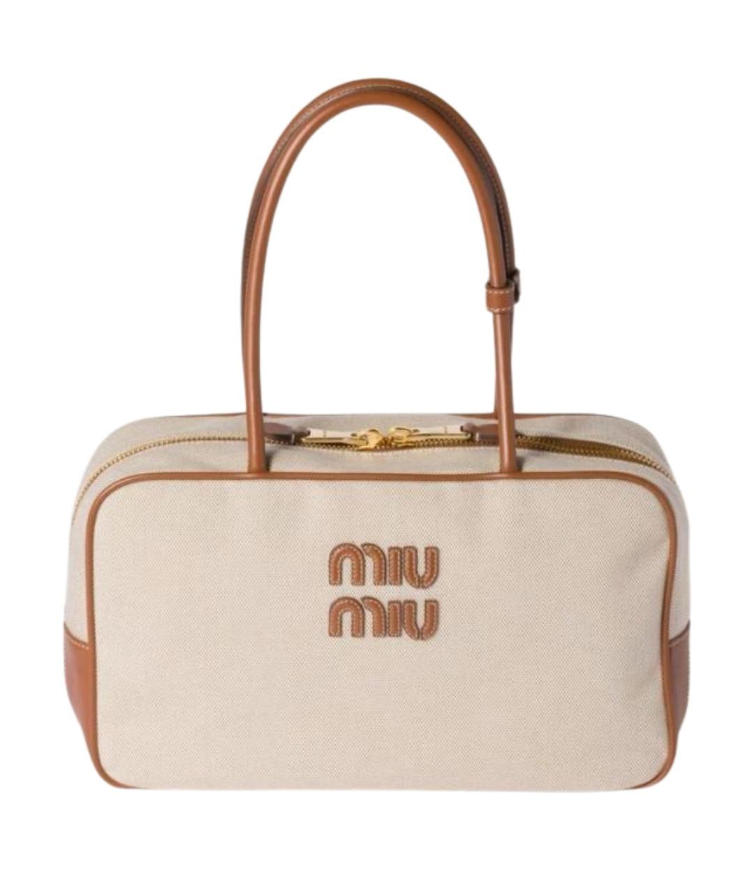 MIU MIU Коричневая кожаная сумка с короткими ручками, фото 1