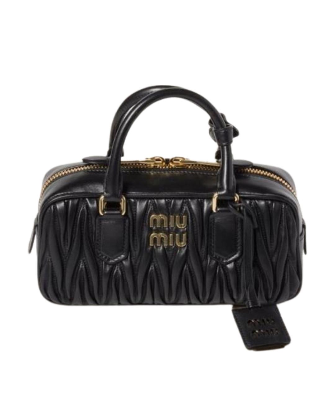 MIU MIU Черная кожаная сумка с короткими ручками, фото 1
