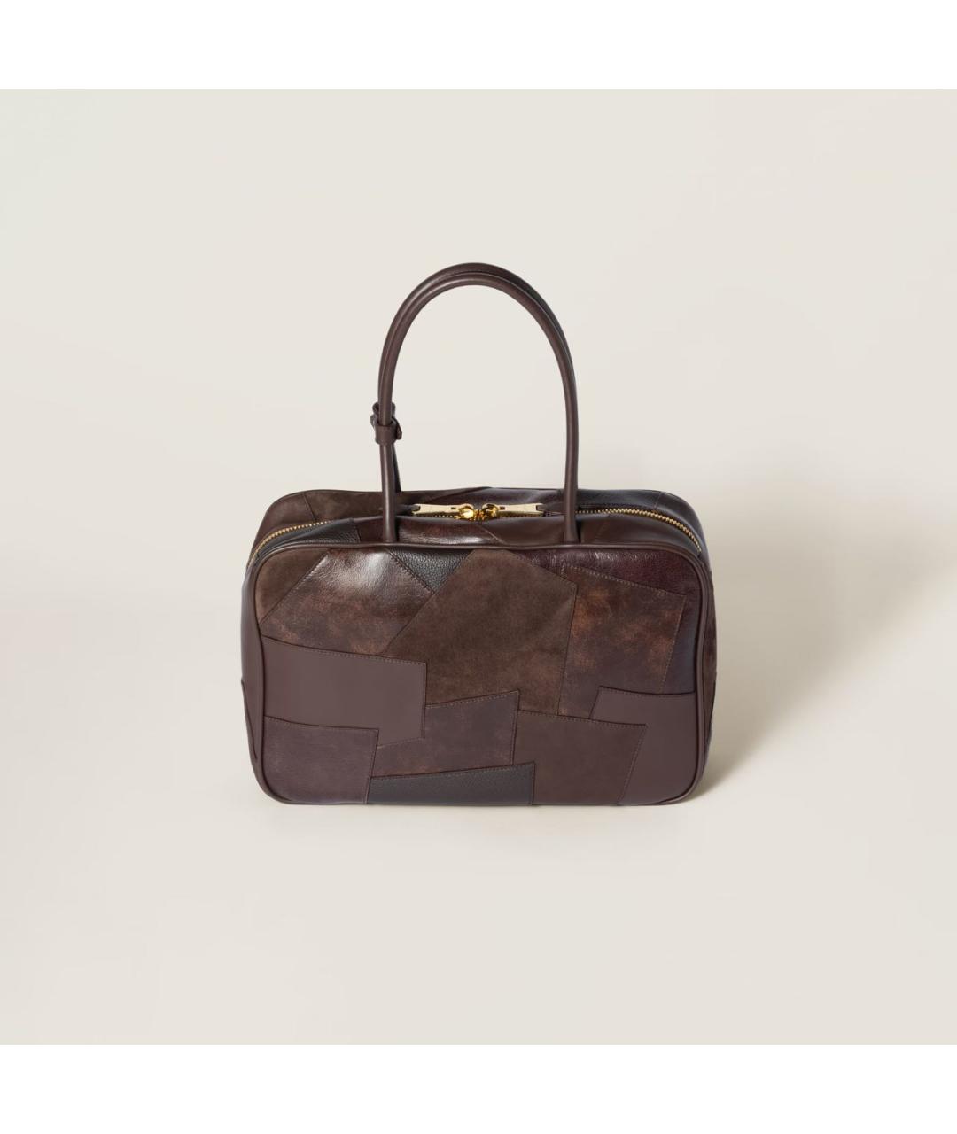 MIU MIU Бордовая кожаная сумка тоут, фото 3