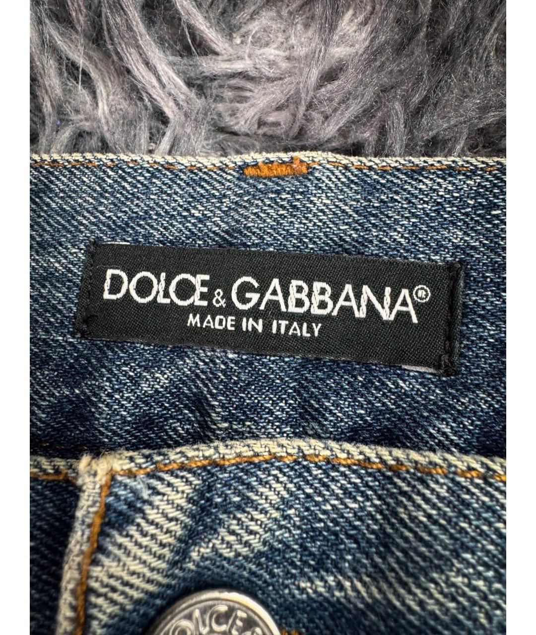 DOLCE&GABBANA Синие хлопковые прямые джинсы, фото 6