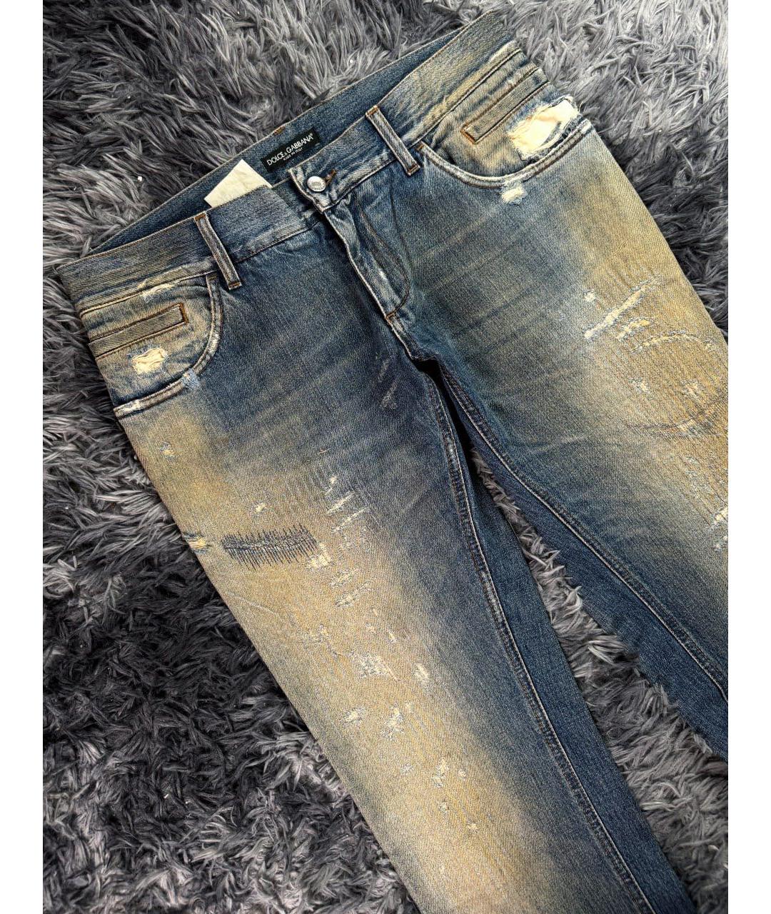 DOLCE&GABBANA Синие хлопковые прямые джинсы, фото 4