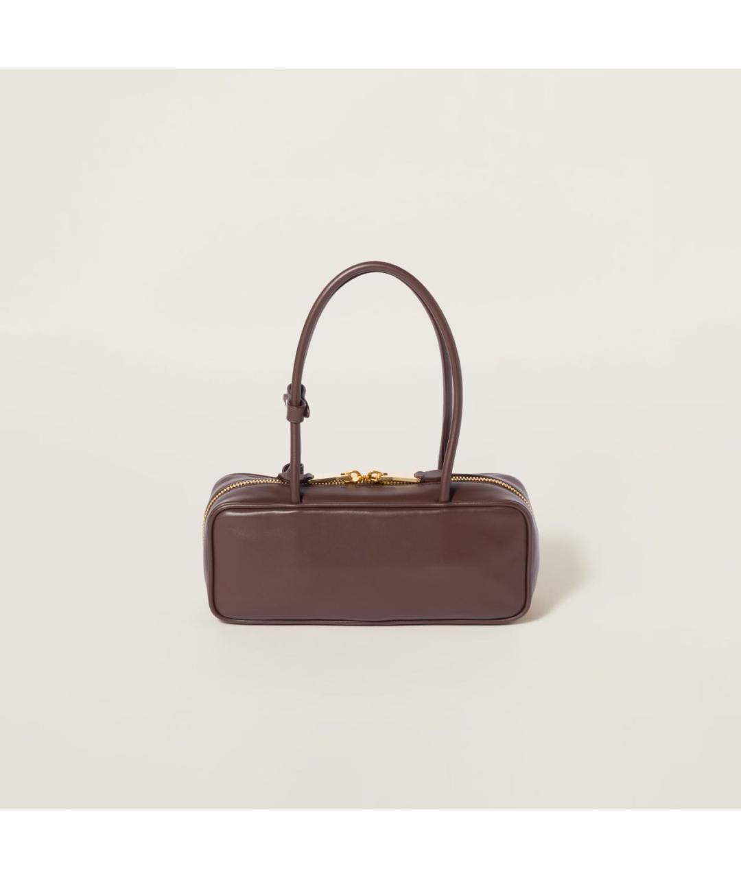 MIU MIU Бордовая кожаная сумка с короткими ручками, фото 4