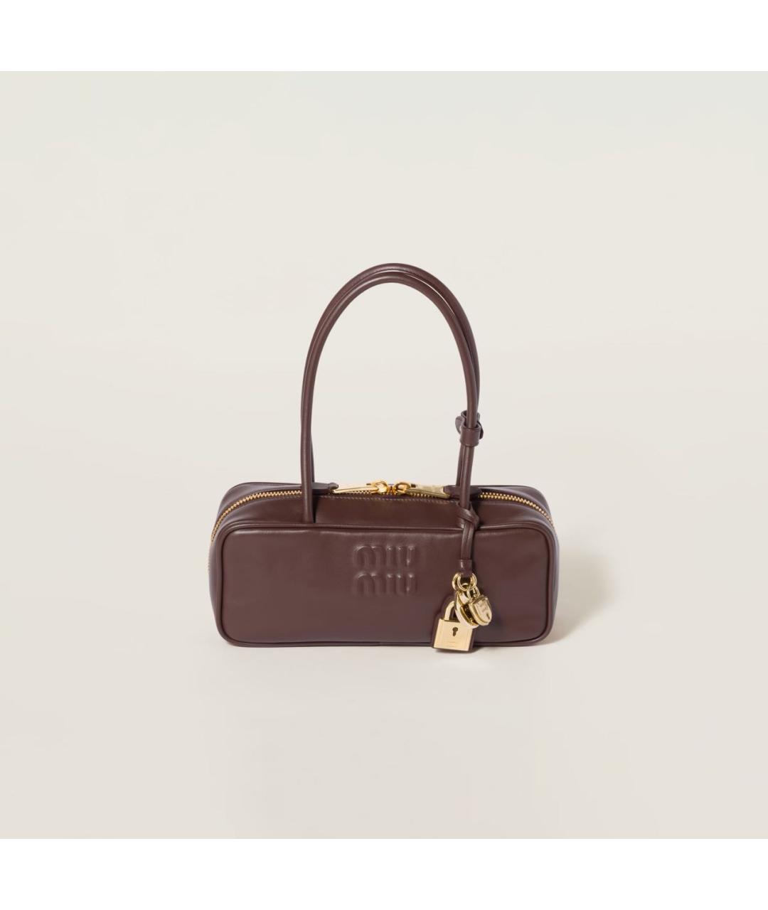 MIU MIU Бордовая кожаная сумка с короткими ручками, фото 8