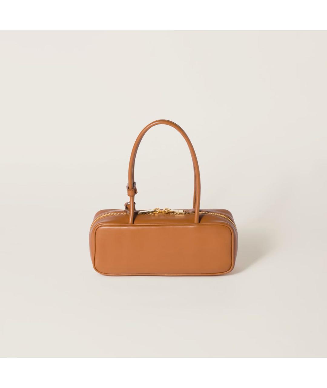MIU MIU Коричневая кожаная сумка с короткими ручками, фото 4