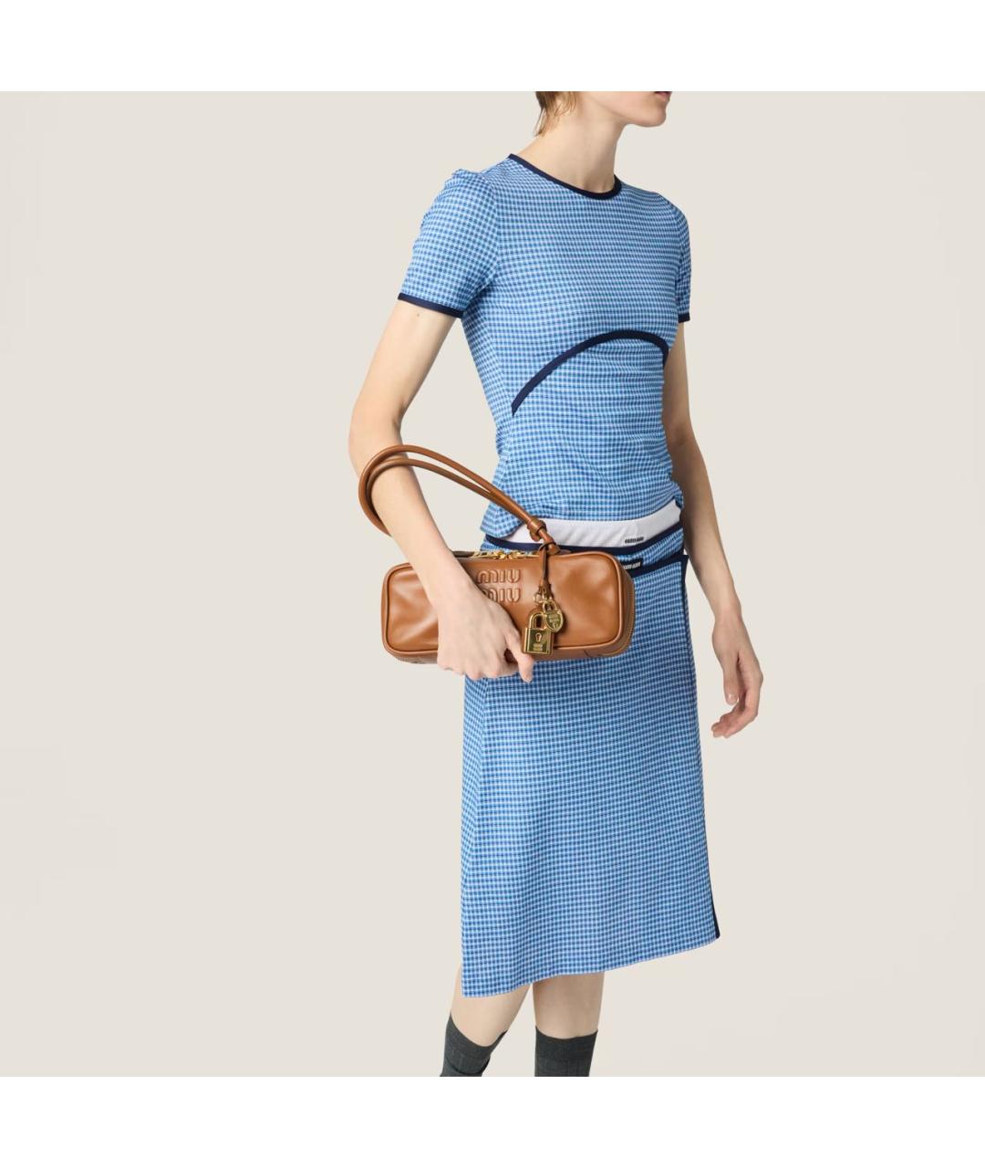 MIU MIU Коричневая кожаная сумка с короткими ручками, фото 2