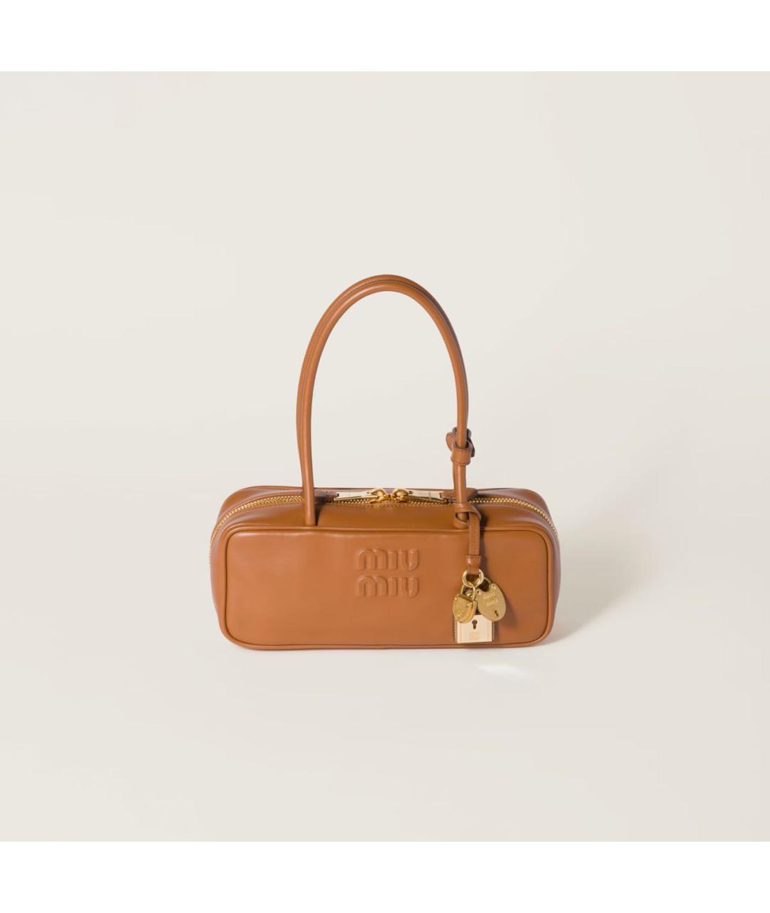 MIU MIU Коричневая кожаная сумка с короткими ручками, фото 9