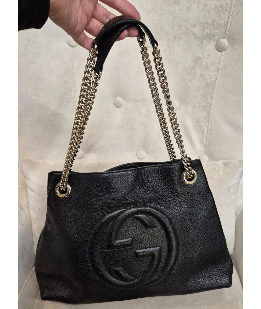 GUCCI Черная кожаная сумка через плечо, фото 2