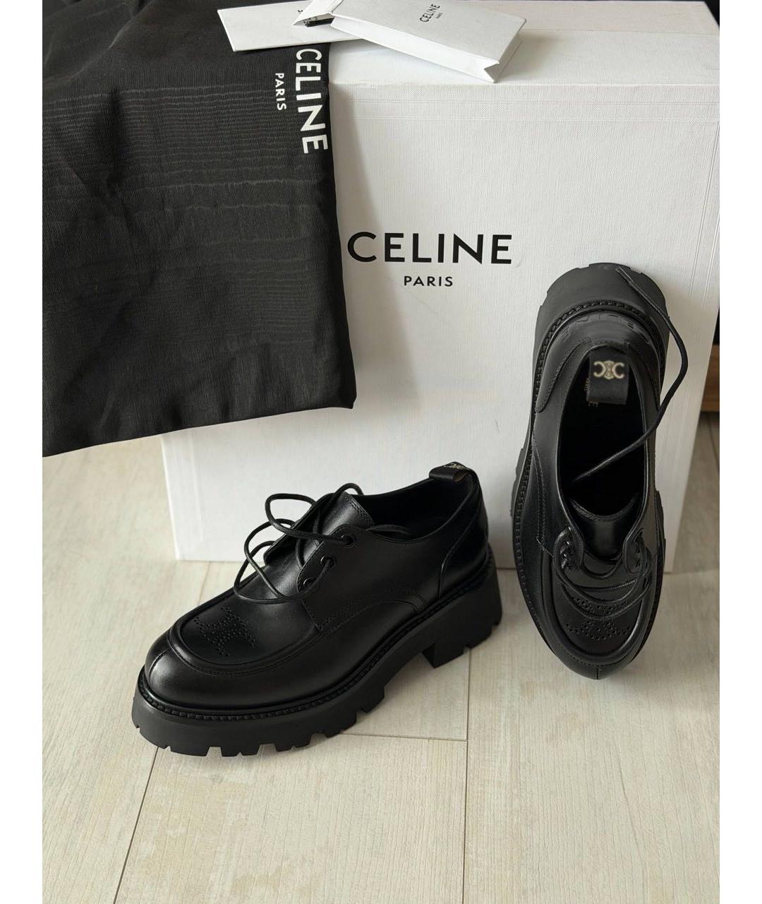 CELINE Черные кожаные лоферы, фото 2