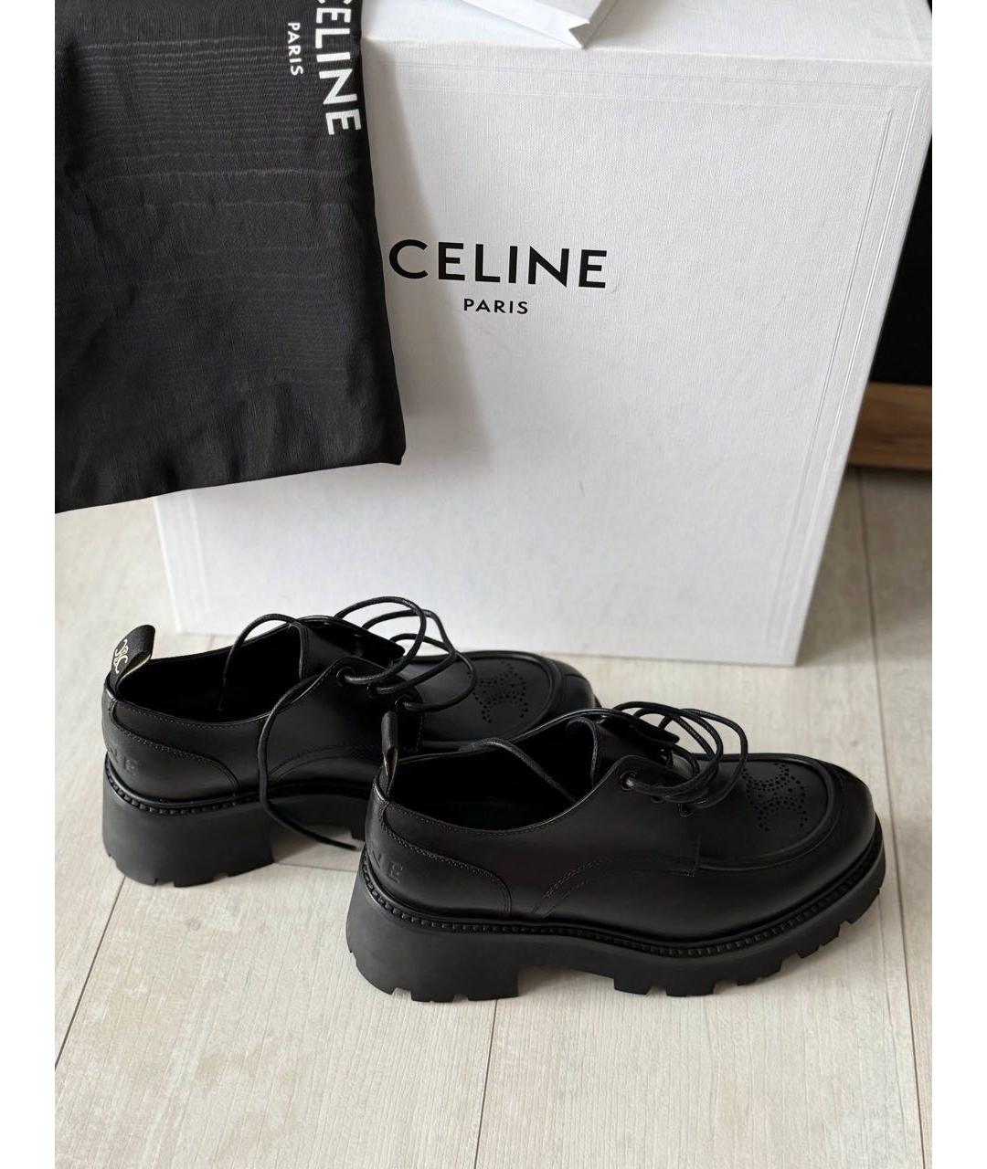 CELINE Черные кожаные лоферы, фото 4