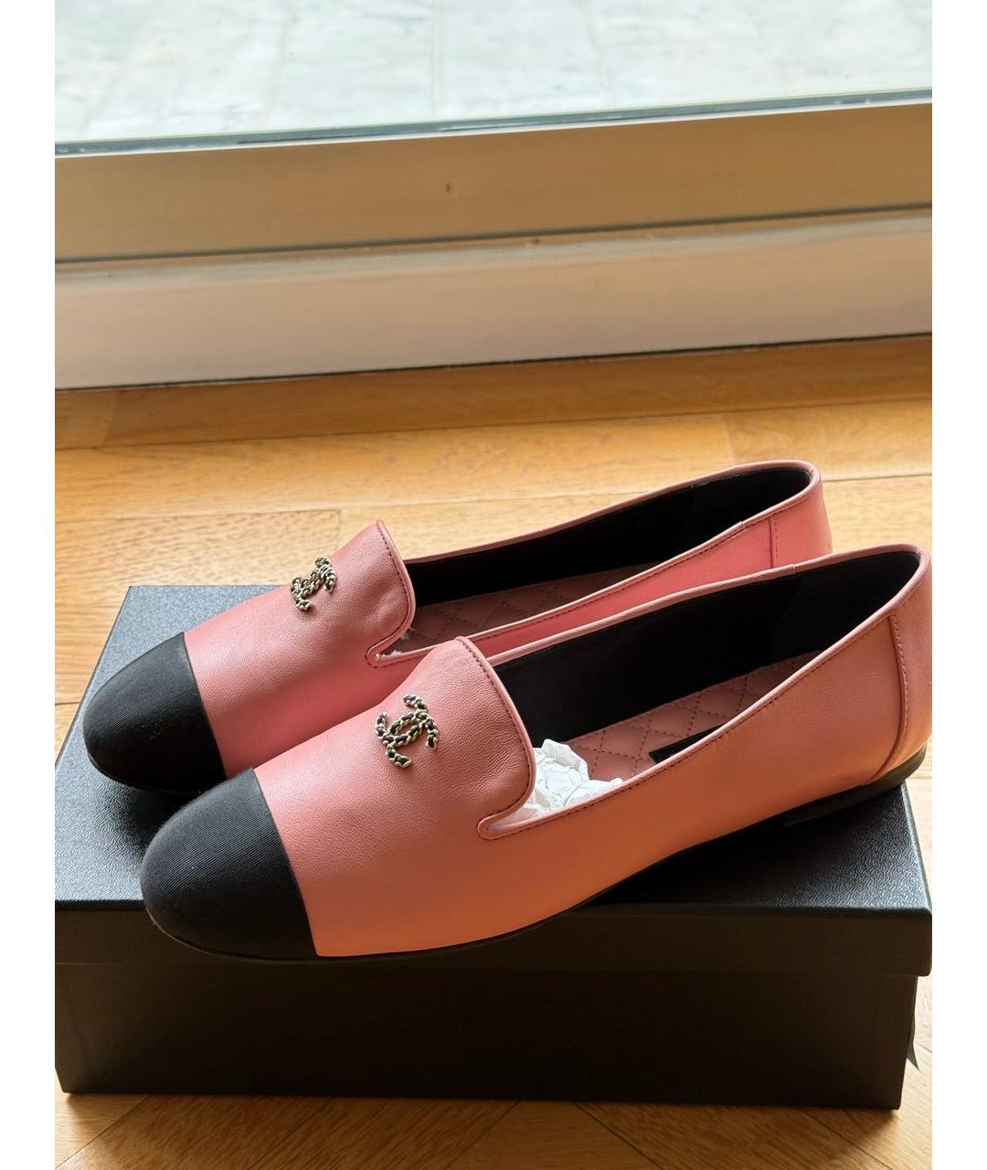 CHANEL Розовые кожаные мокасины, фото 5