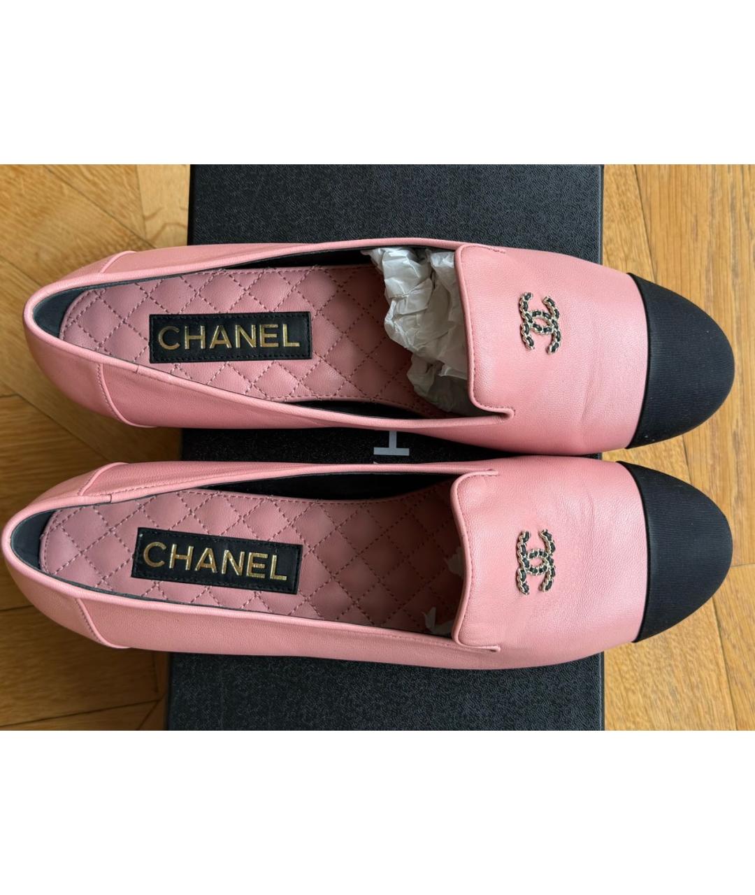 CHANEL Розовые кожаные мокасины, фото 2