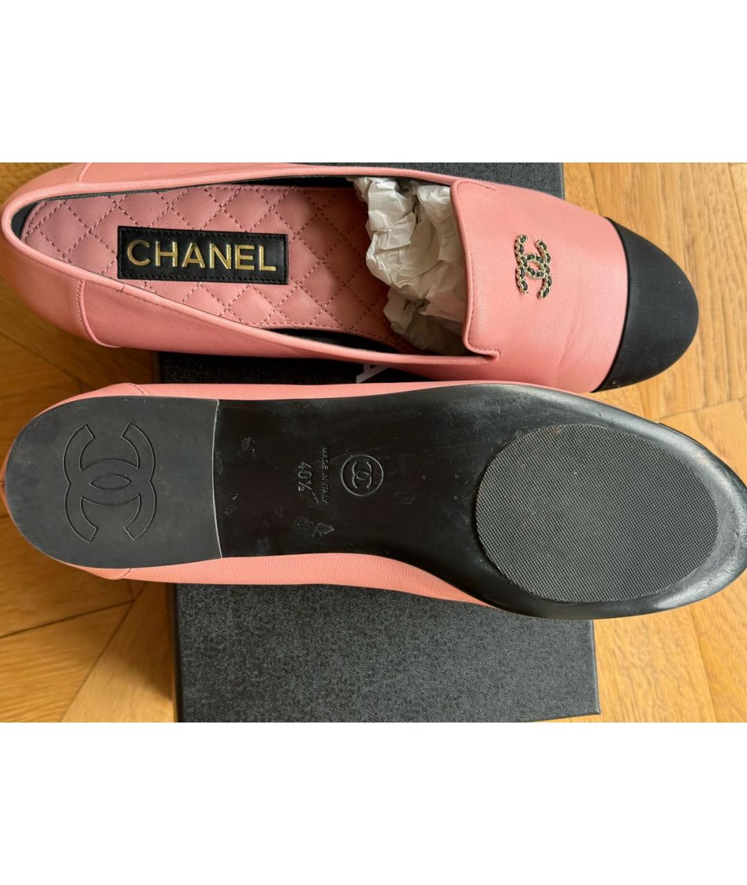 CHANEL Розовые кожаные мокасины, фото 3
