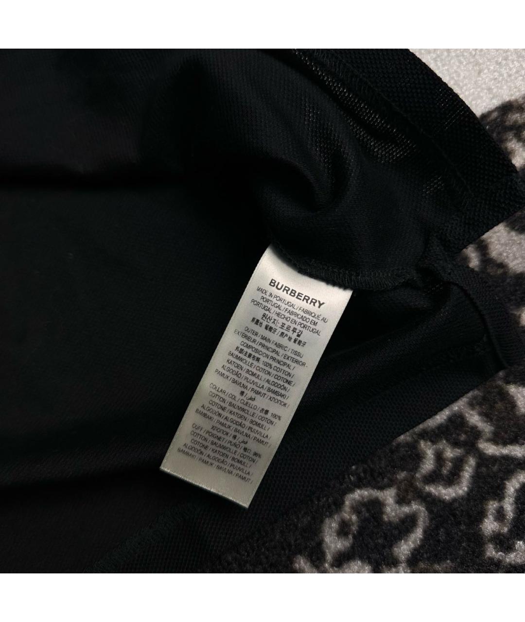 BURBERRY Черное хлопко-полиэстеровое поло с коротким рукавом, фото 3