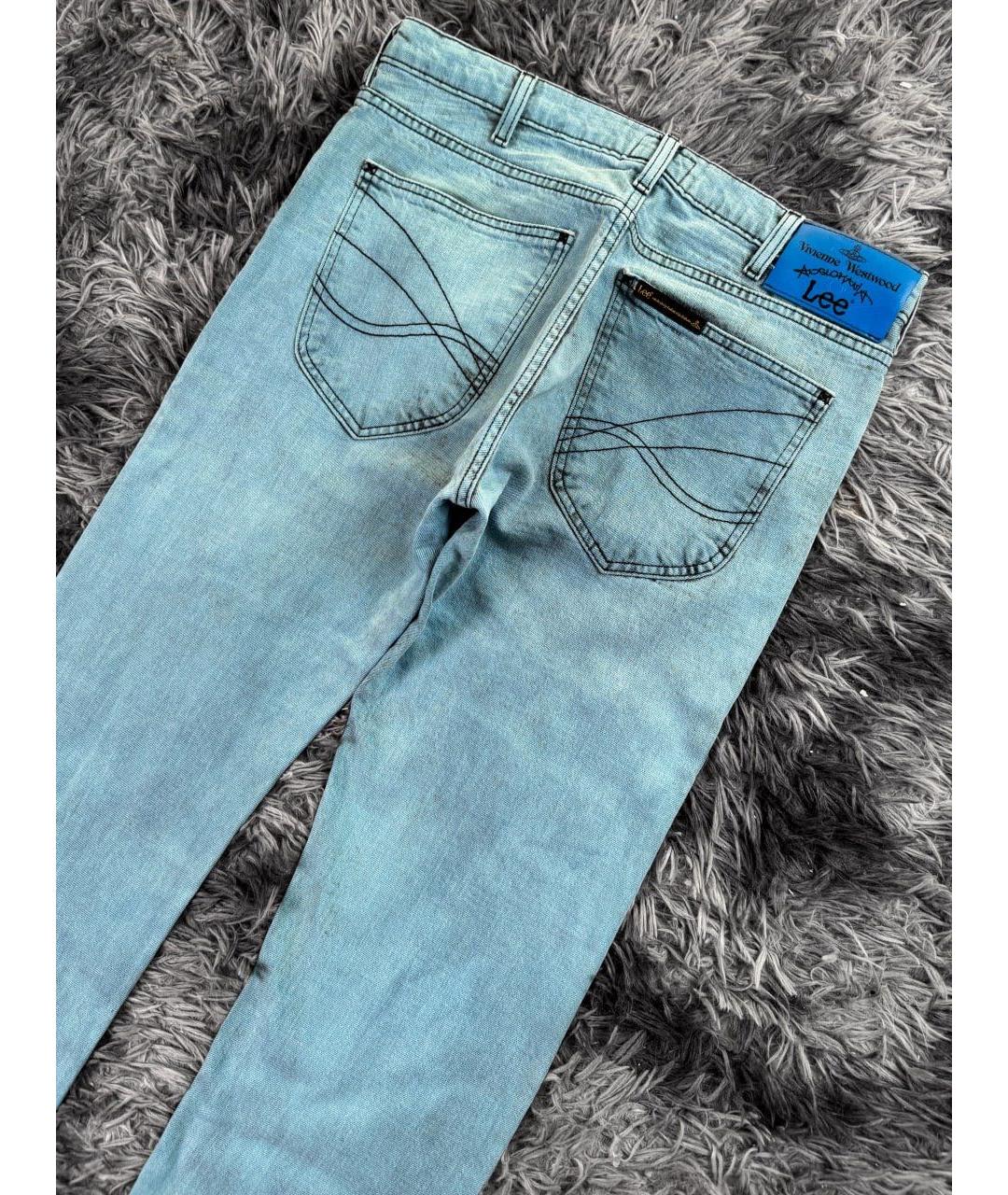 VIVIENNE WESTWOOD Бирюзовые хлопковые джинсы скинни, фото 3