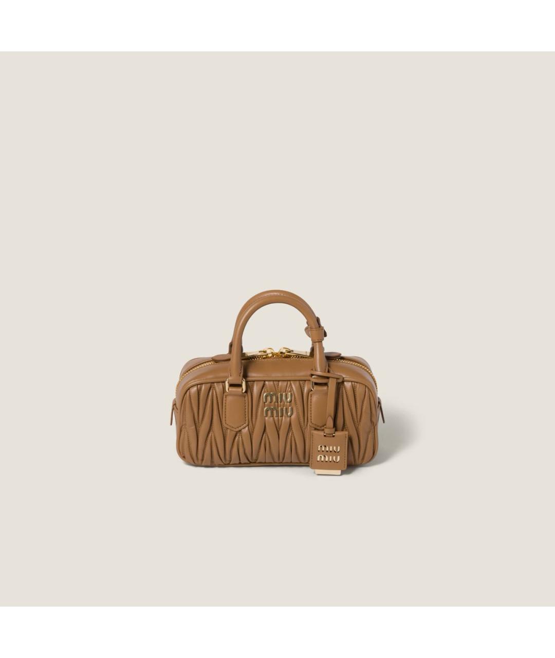 MIU MIU Коричневая кожаная сумка с короткими ручками, фото 8