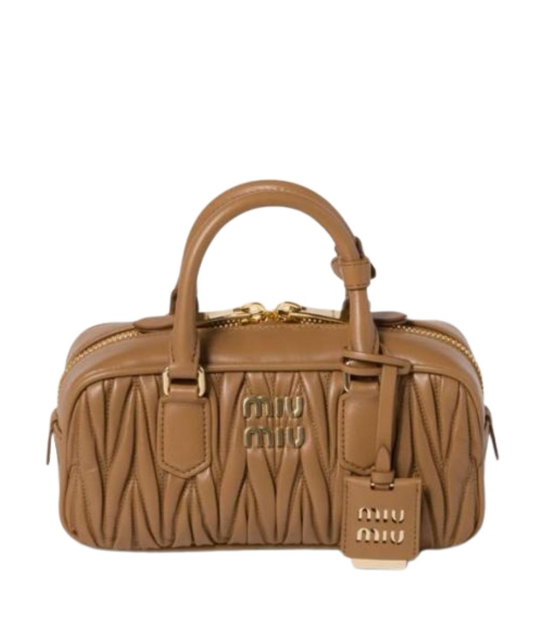 MIU MIU Коричневая кожаная сумка с короткими ручками, фото 1