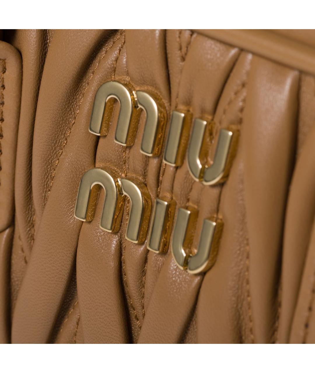 MIU MIU Коричневая кожаная сумка с короткими ручками, фото 7