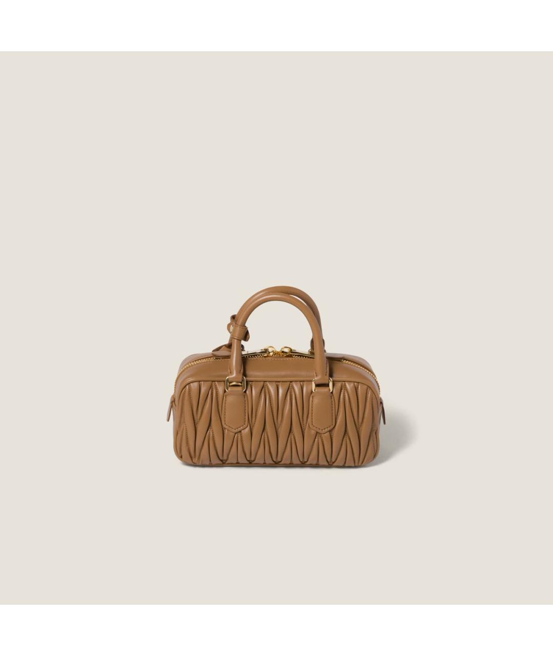 MIU MIU Коричневая кожаная сумка с короткими ручками, фото 4