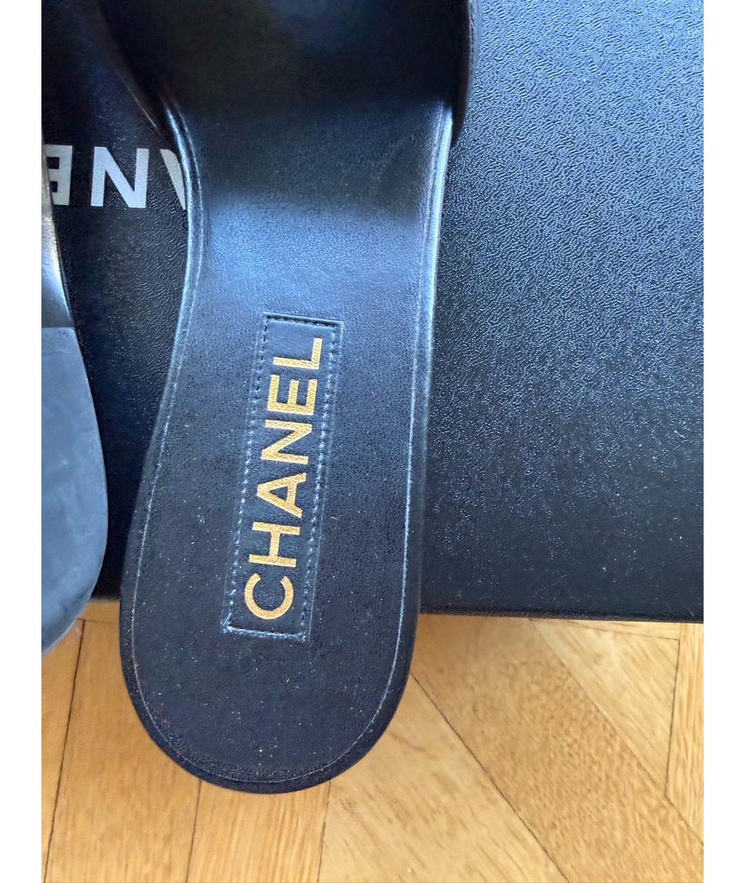 CHANEL Черные кожаные мюли, фото 4