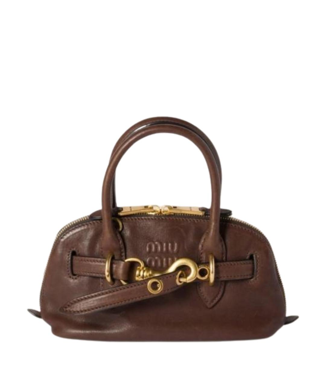 MIU MIU Коричневая кожаная сумка с короткими ручками, фото 1