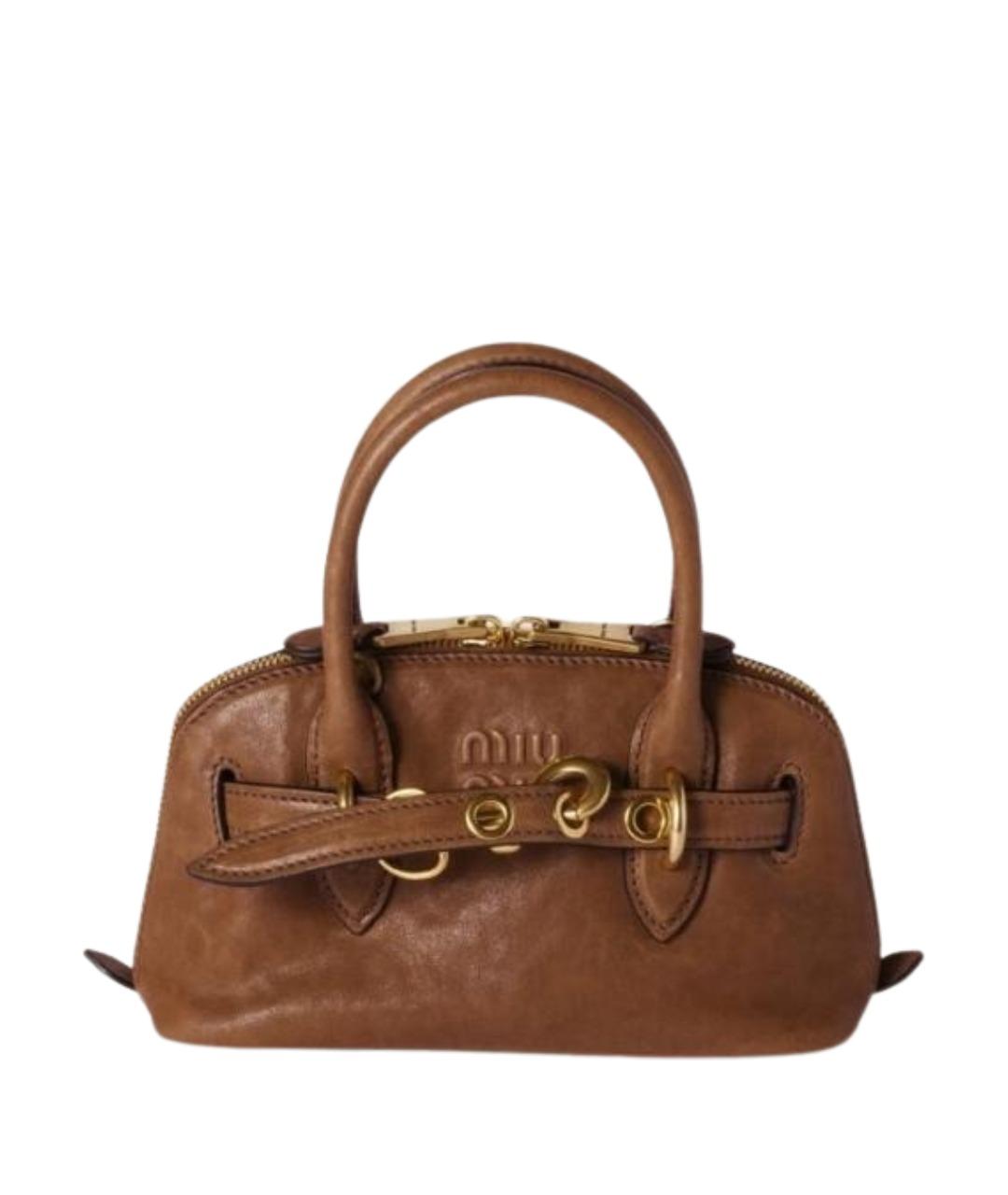 MIU MIU Коричневая кожаная сумка с короткими ручками, фото 1