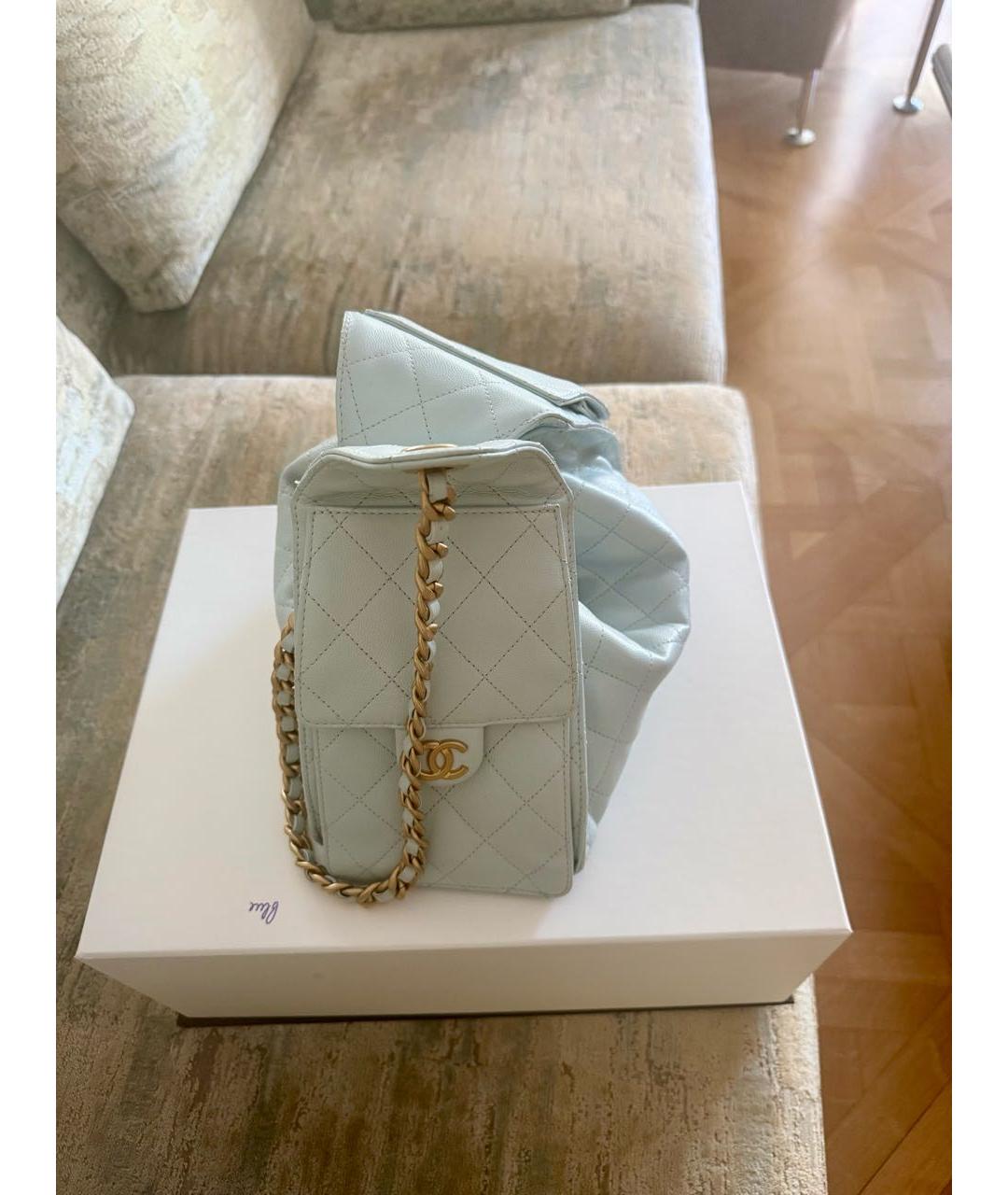 CHANEL Голубая кожаная сумка через плечо, фото 2