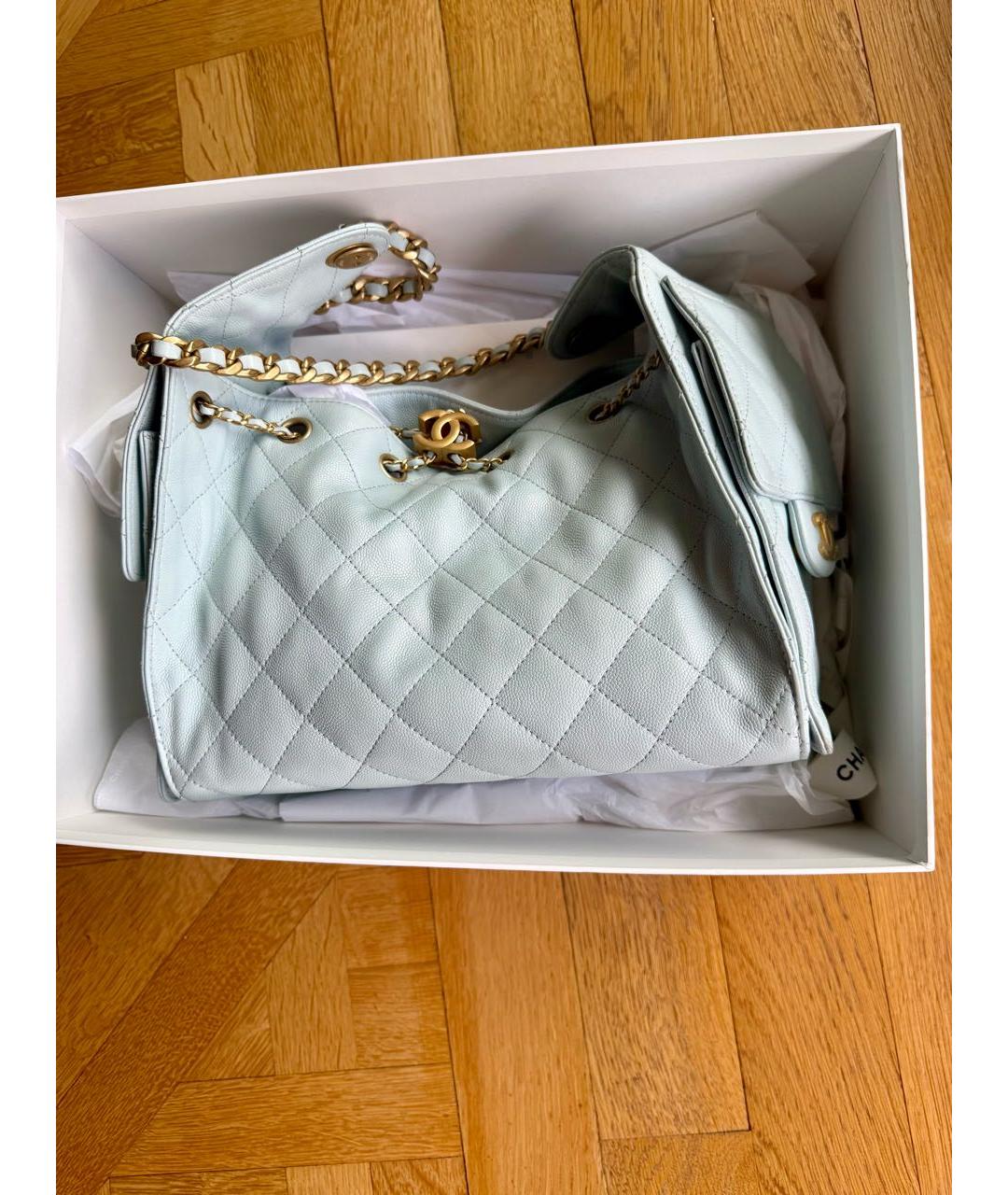 CHANEL Голубая кожаная сумка через плечо, фото 7