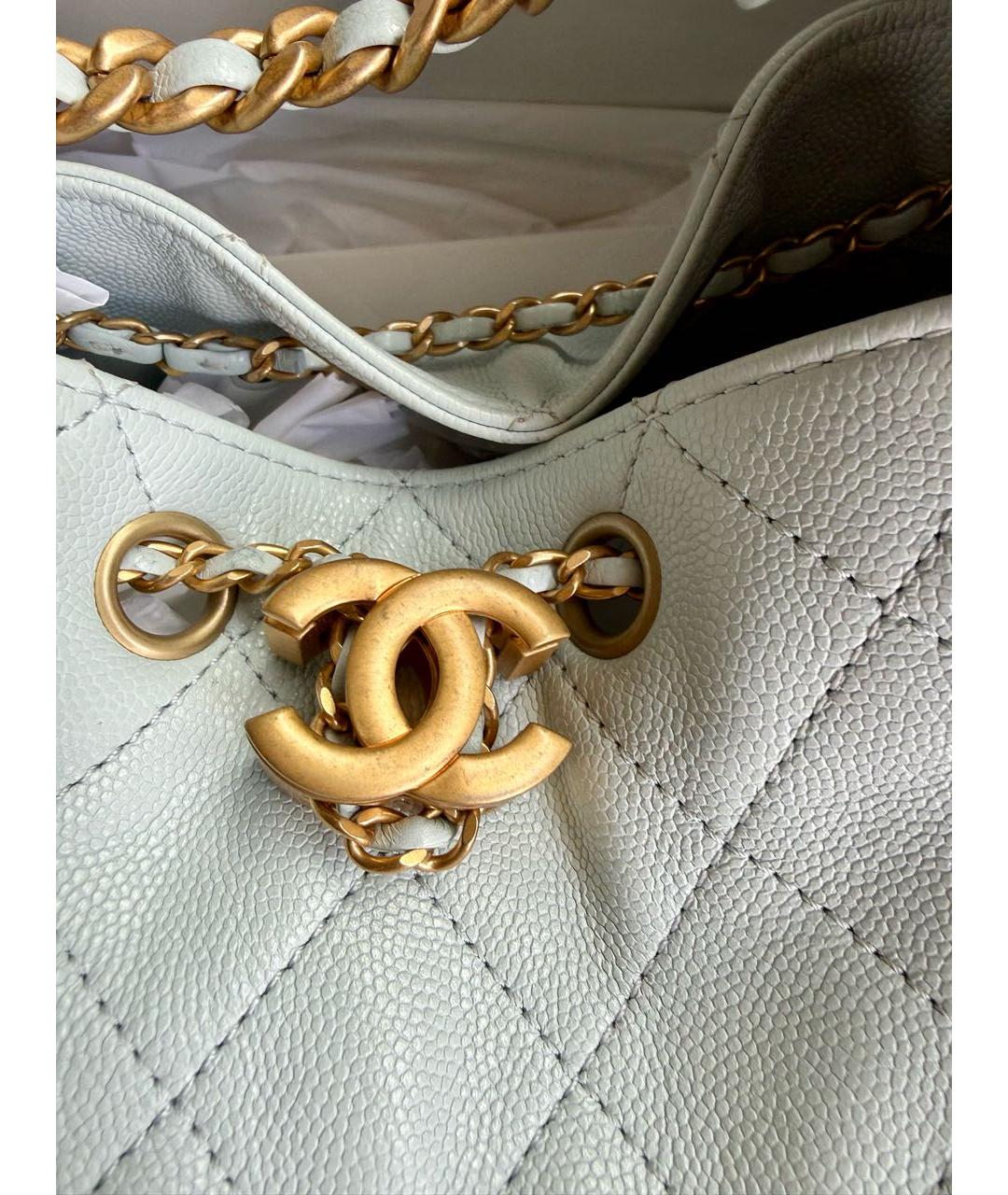 CHANEL Голубая кожаная сумка через плечо, фото 3