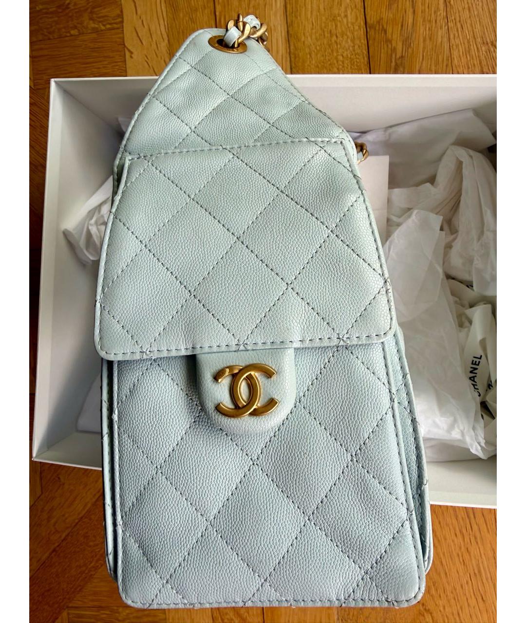 CHANEL Голубая кожаная сумка через плечо, фото 5