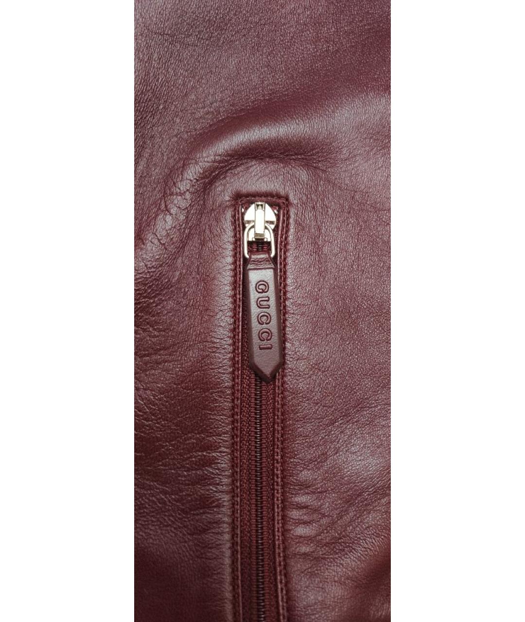GUCCI Бордовые кожаные сапоги, фото 5