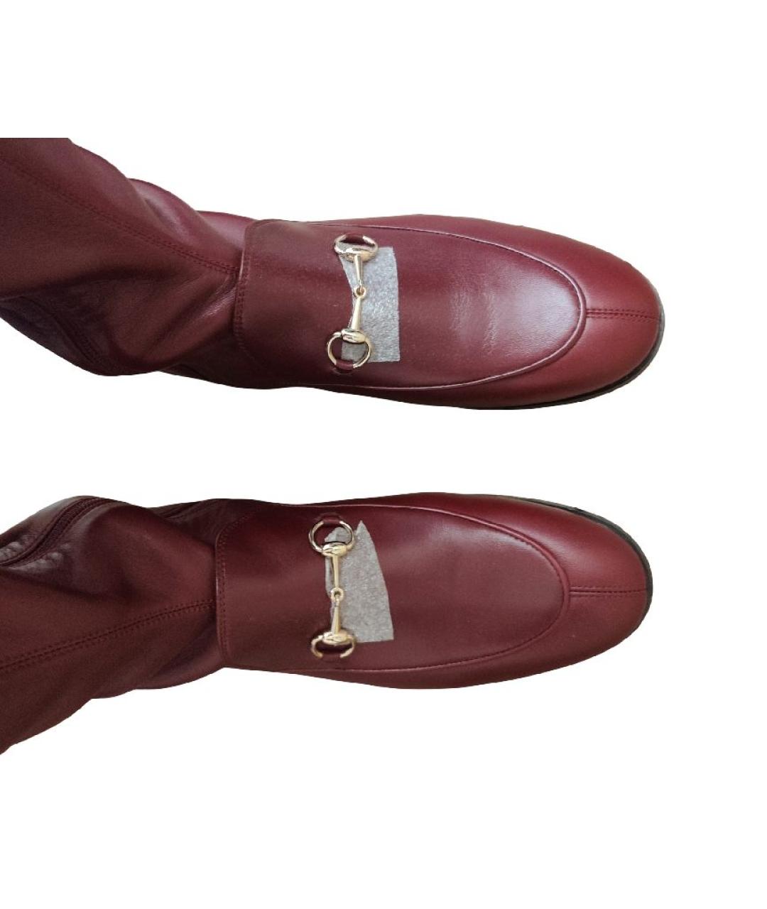GUCCI Бордовые кожаные сапоги, фото 3