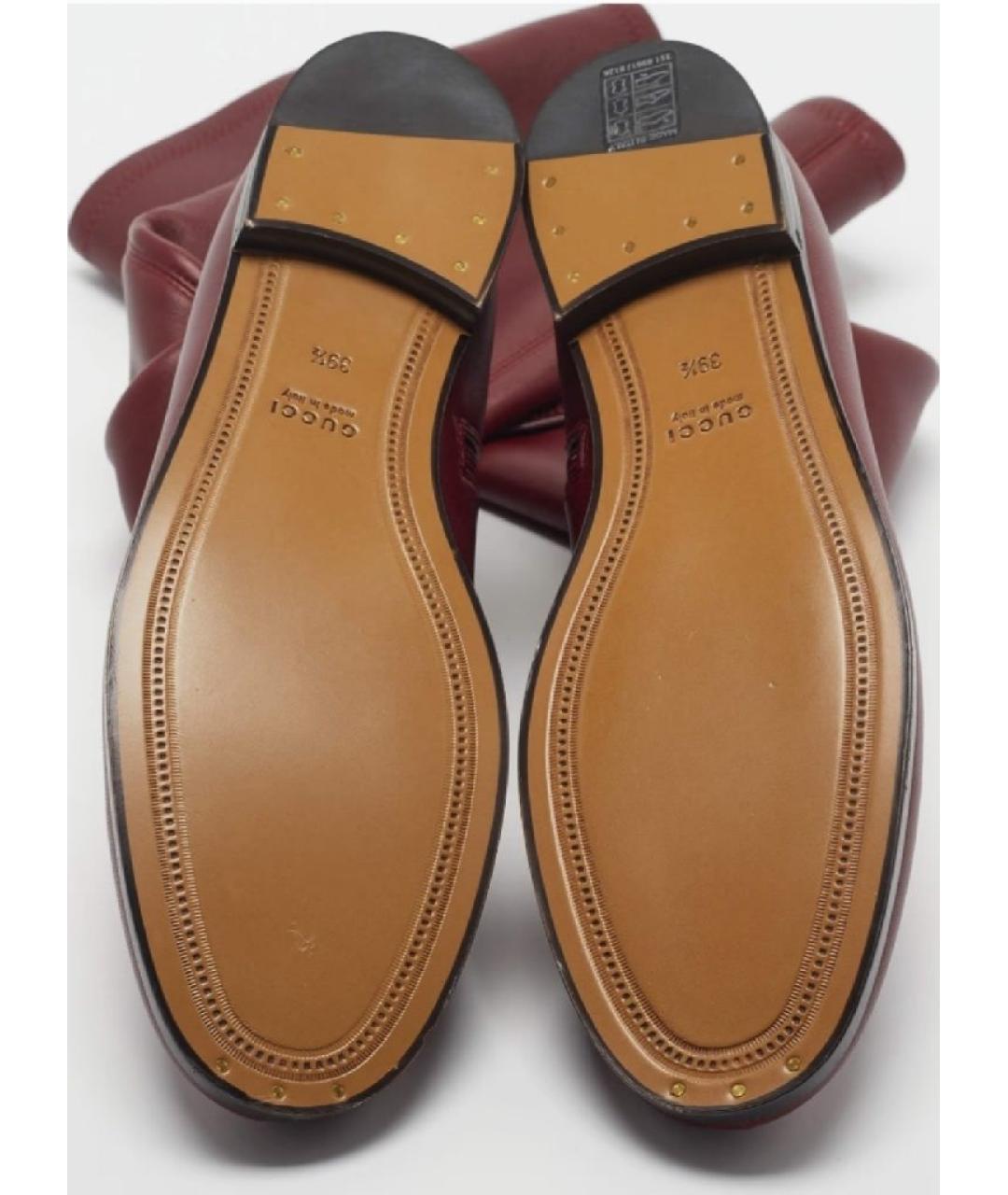 GUCCI Бордовые кожаные сапоги, фото 7
