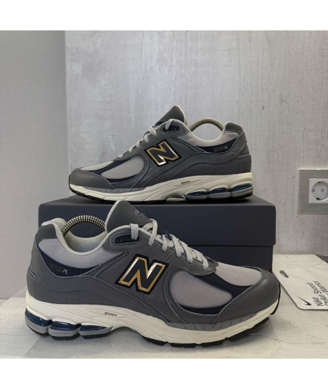 NEW BALANCE Антрацитовые кожаные низкие кроссовки / кеды, фото 3