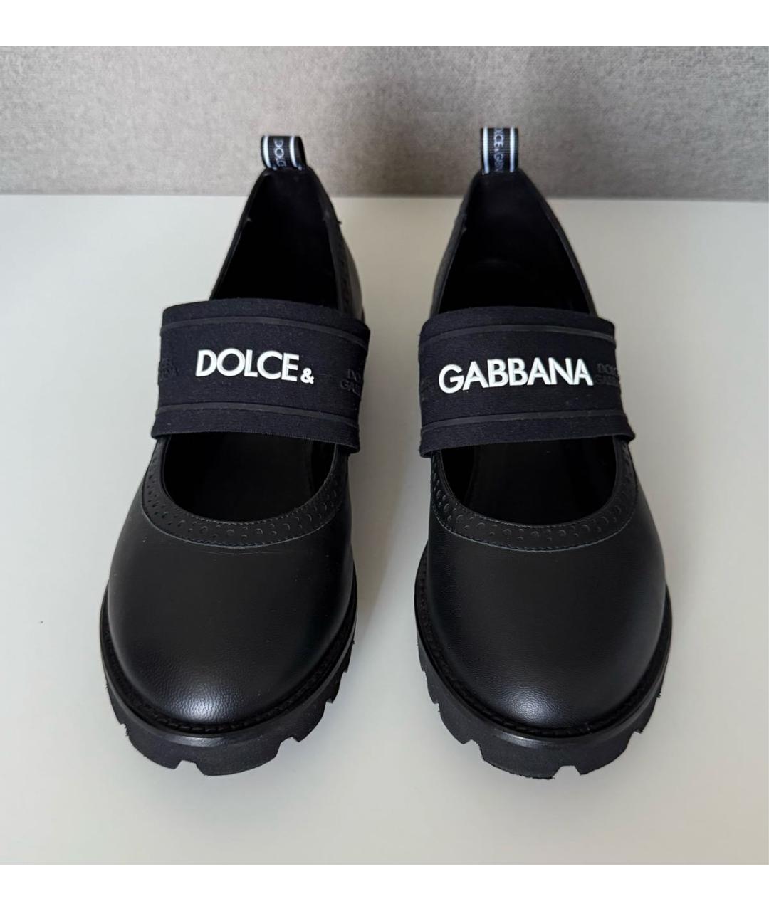 DOLCE&GABBANA Черные кожаные туфли, фото 2