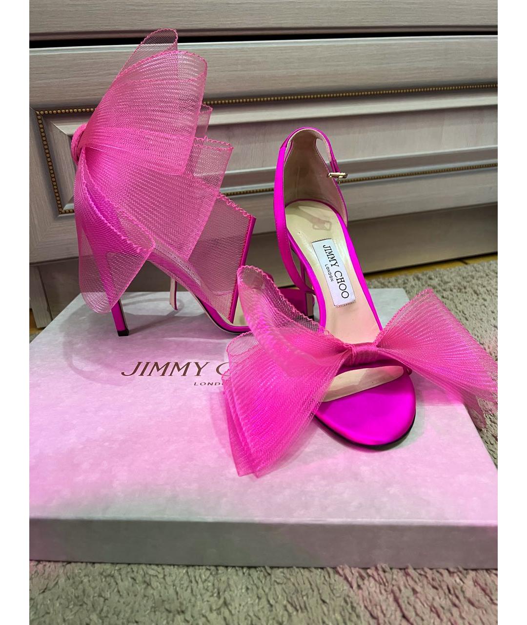 JIMMY CHOO Фуксия текстильные босоножки, фото 2