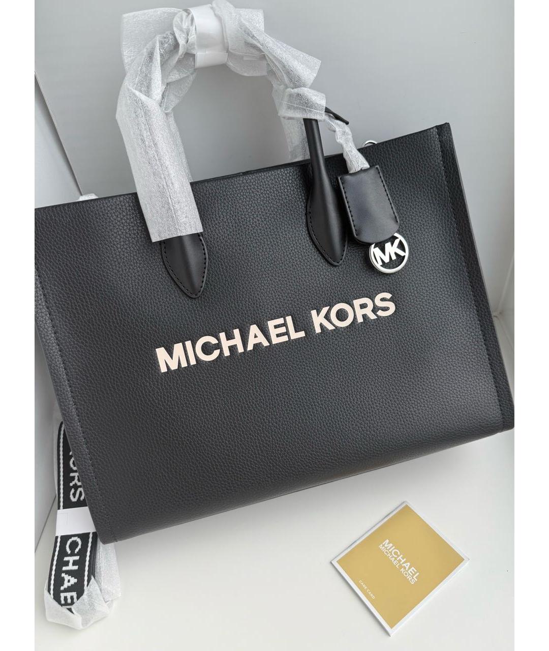 MICHAEL KORS Черная кожаная сумка тоут, фото 2