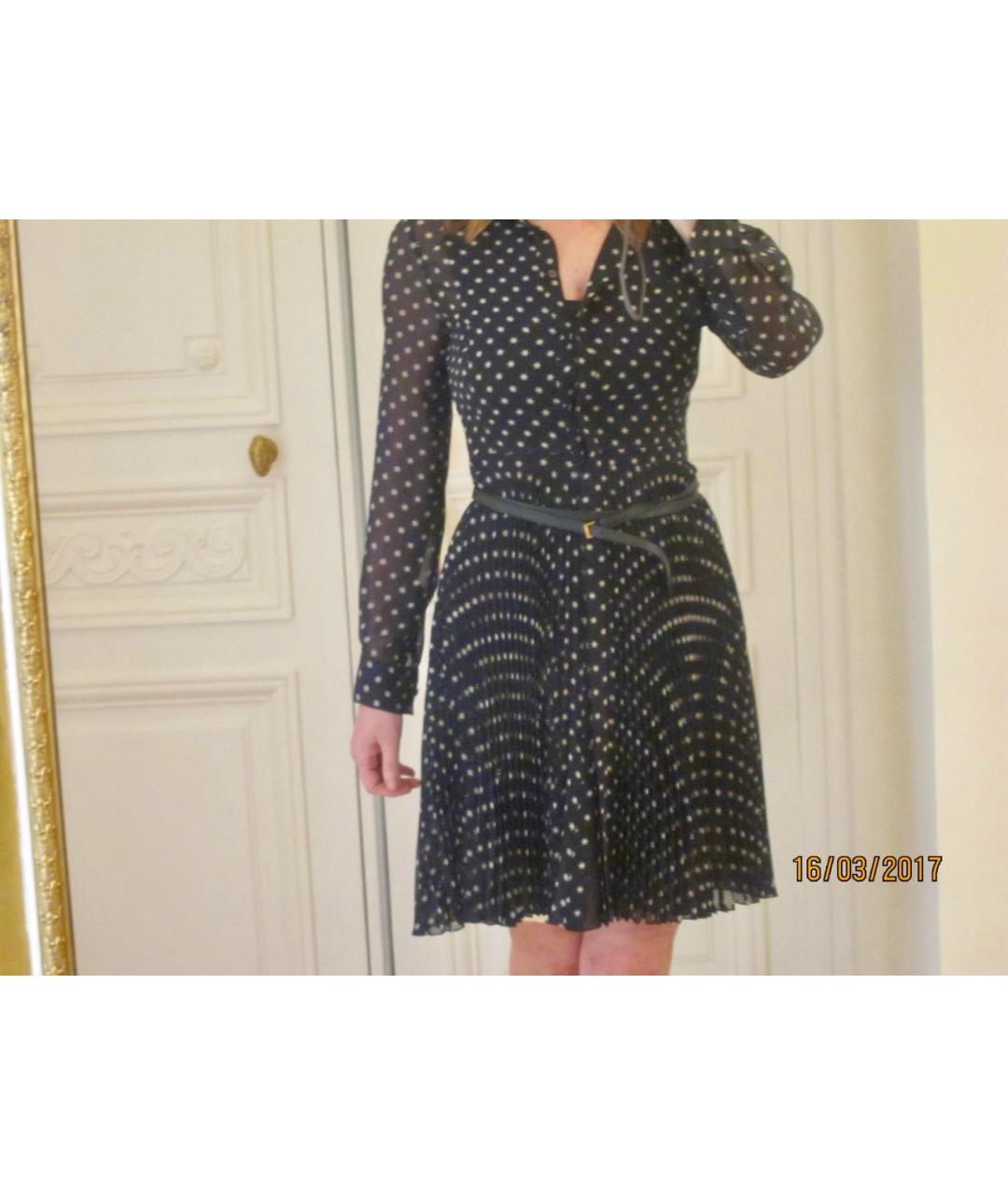 CHRISTIAN DIOR Темно-синее шелковое повседневное платье, фото 5