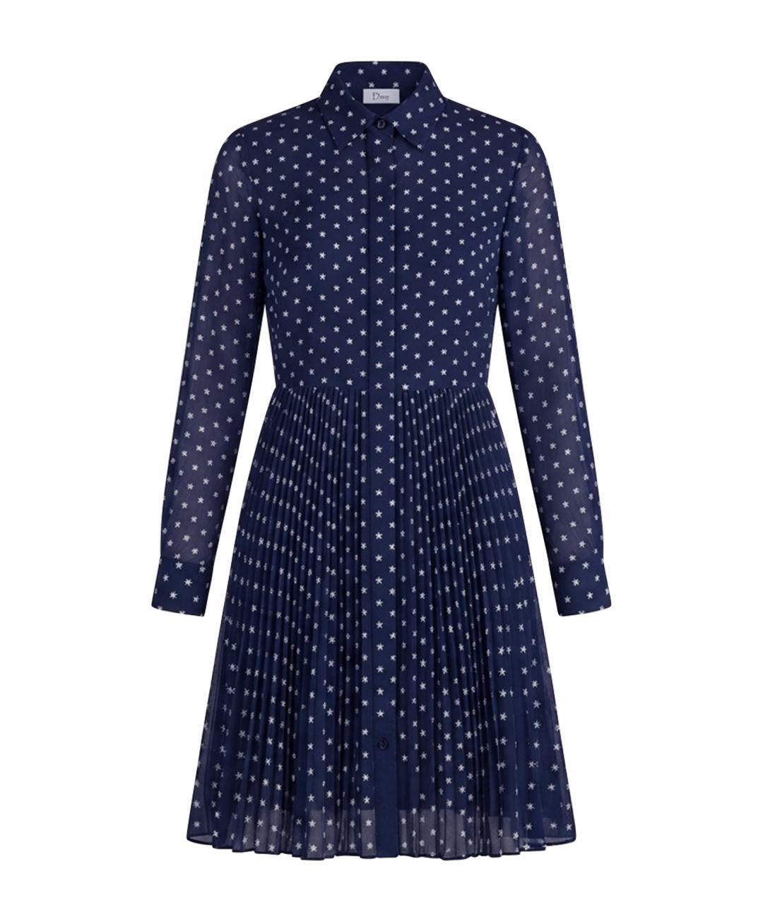 CHRISTIAN DIOR Темно-синее шелковое повседневное платье, фото 1